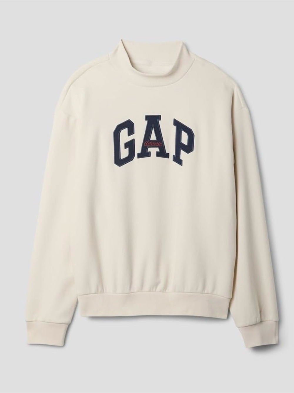 GAP Cream Mock-Neck Sweatshirt with Navy Logo - Men's
